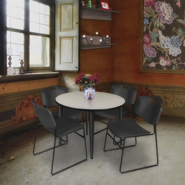 Regency Kahlo Round Table & Chair Sets, 36 W, 36 L, 29 H, Wood, Metal, Polypropylene Top, Maple TPL36RNDPLBK44BK - main